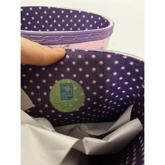 Hunter Wellington Floral Butterfly Rain Boots Purple Sz 7F Cottagecore Whimsical - Picture 8 of 8